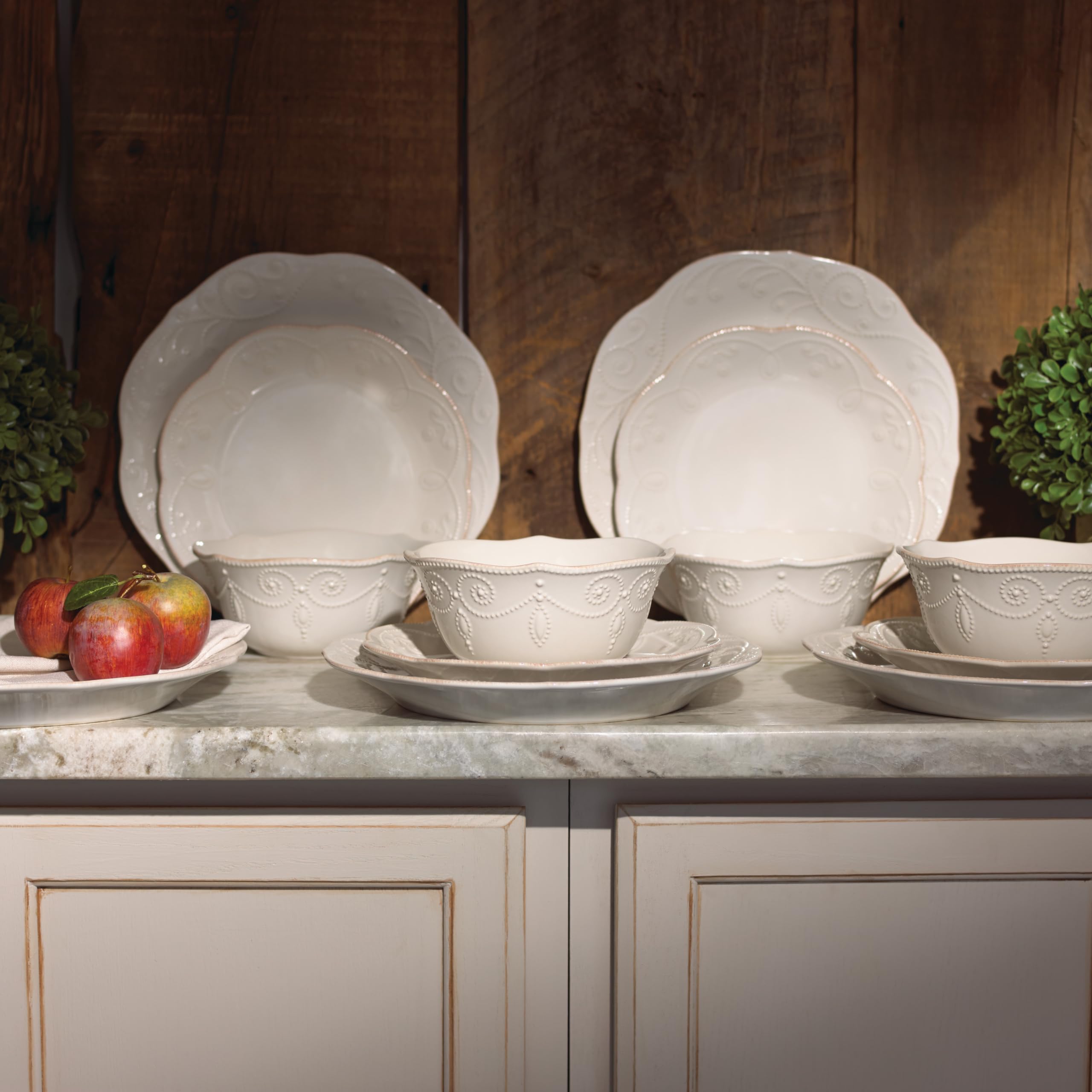 Lenox French Perle 12-Piece Dinnerware Set - Elegant White Porcelain Tableware with Accent Plates for Formal Dining, Wedding Registry & Holiday Entertaining