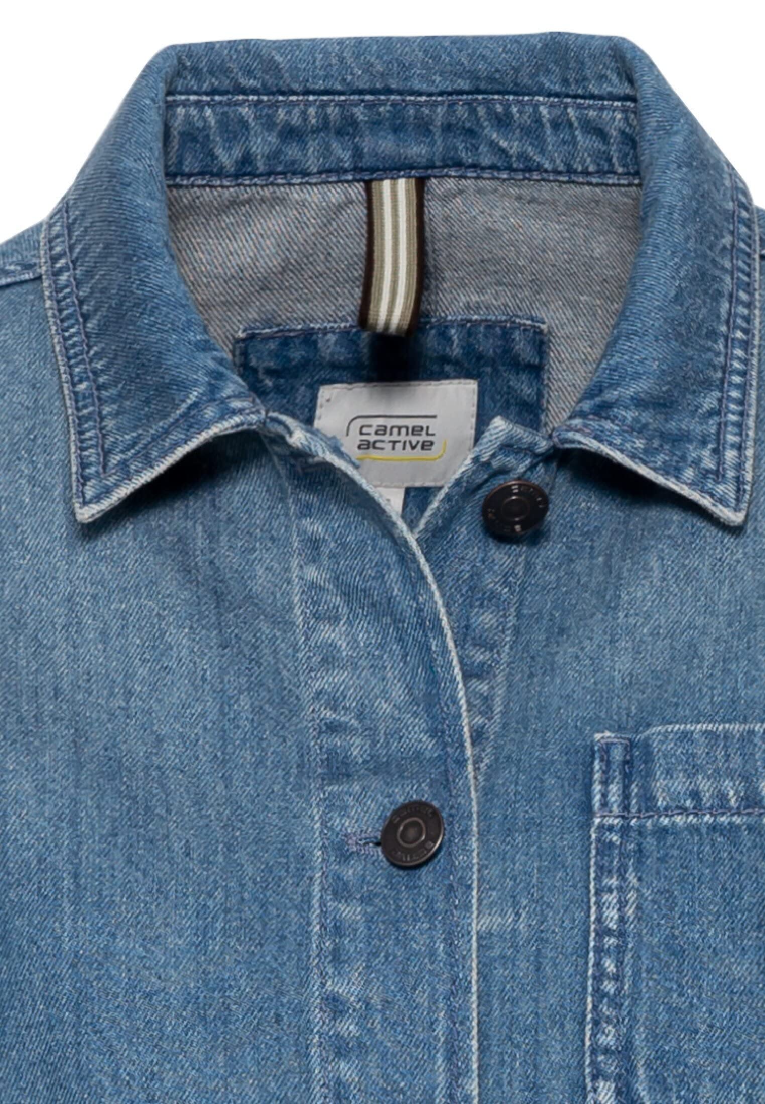 Camel Active Women's Denim Worker Jacket with Shirt Collar - Stylish Casual & Workwear for Everyday Outfits | Perfect for Office, Street Style & Outdoor Activities