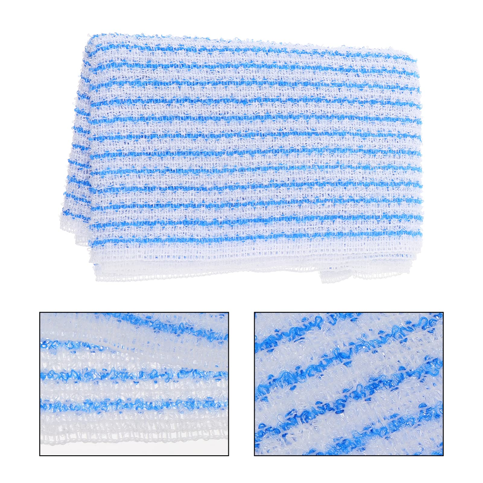 FRCOLOR 3 Pack Exfoliating Back Scrubber Towel - Long Strip Bath Flower for Deep Cleansing & Skin Renewal - Perfect for Shower, Spa, and Exfoliation Routine