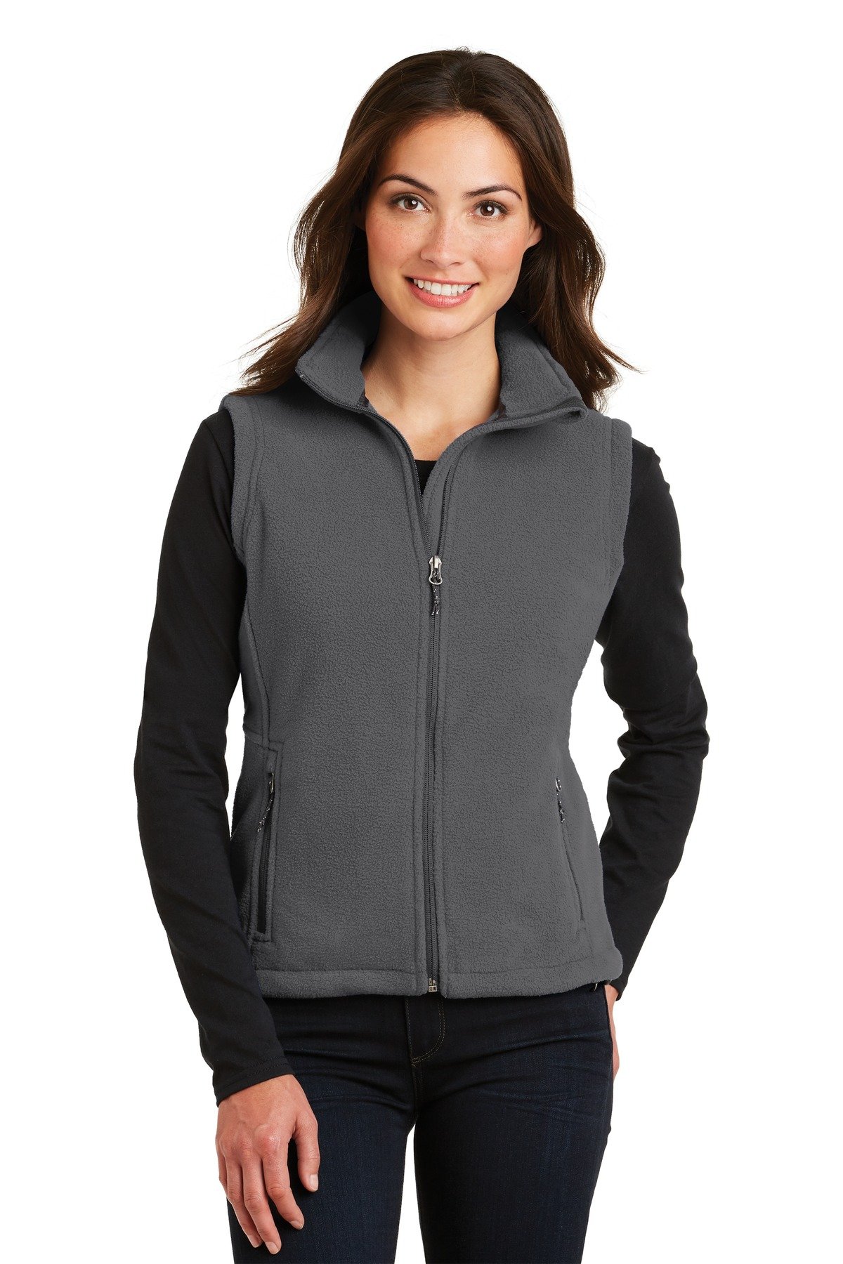 Port Authority Women's Value Fleece Vest L Iron Grey - Soft Warm Winter Layering Piece for Outdoor Work & Casual Wear