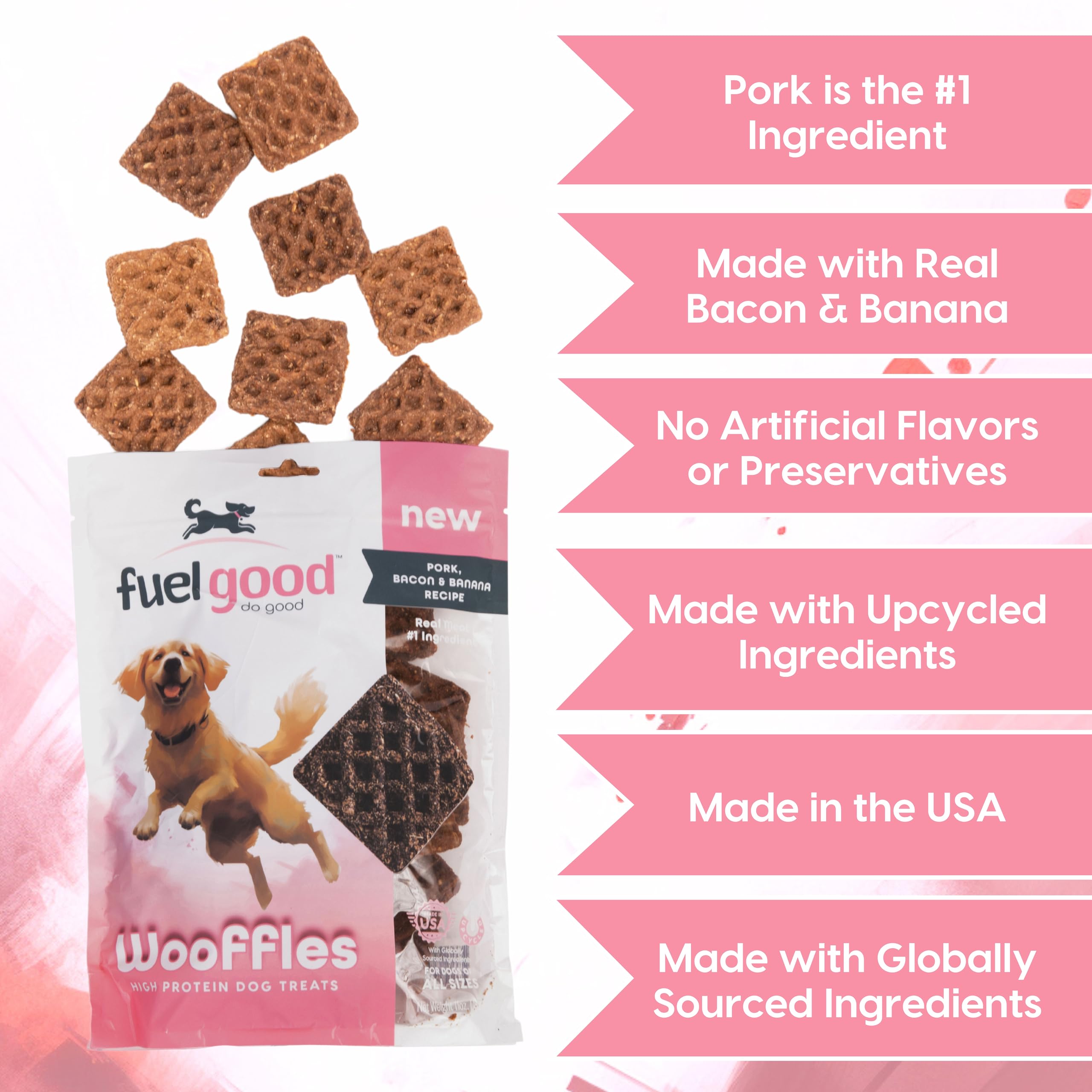 Premium High Protein Dog Treats - Grain Free, All Natural Pork, Bacon & Banana Recipe (11oz) - Healthy Training Snacks for Small & Large Breeds - Perfect for Obedience Training & Positive Reinforcement - Great for Hiking, Travel, Daily Rewards & Outdoor Adventures with Your Dog