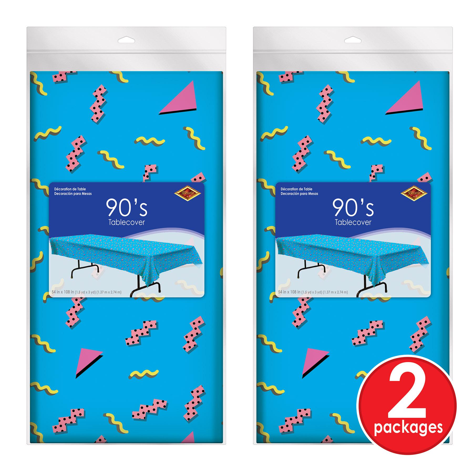 90s Themed Party Table Covers - 12 Pack Retro Disposable Tablecloths for Birthday, Graduation & 80s 90s Nostalgia Parties - Perfect for Decorations & Photo Backdrops