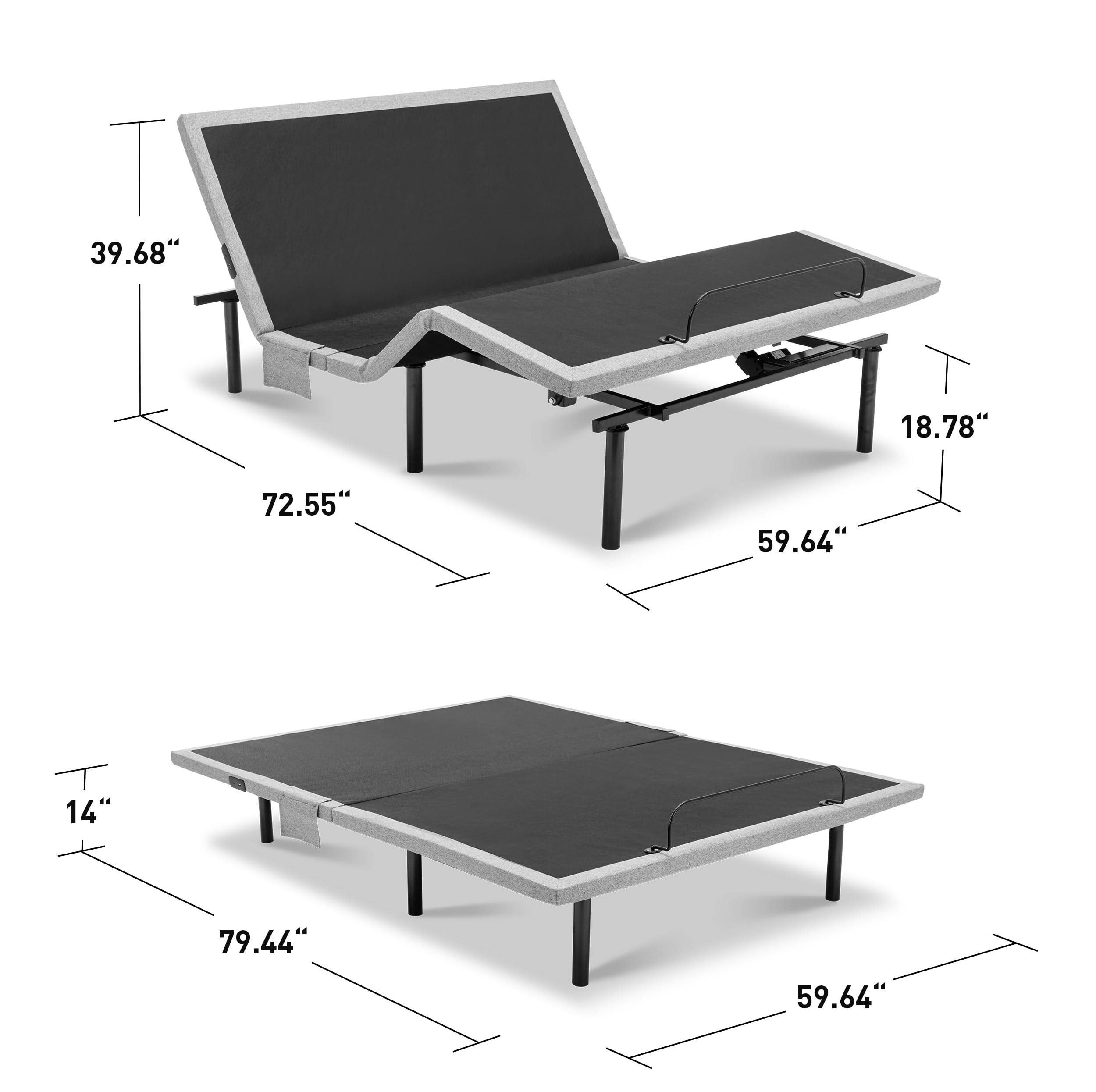 Adjustable Bed Frame Queen Size - Electric Adjustable Base with Massage & Zero Gravity Function | Wireless Remote Control, Head/Foot Incline, Dual USB Charging Ports & Underbed LED Lighting | Easy Assembly for Home, Bedroom & Guest Room Comfort