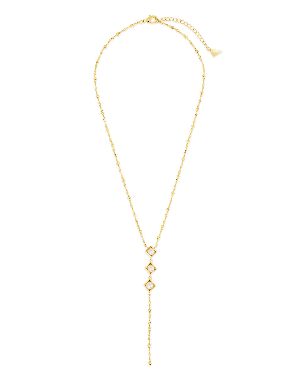 Elegant Reine Triple Pearl Lariat Necklace | 18K Gold Plated Dainty Layering Jewelry for Women | Perfect for Weddings, Date Nights & Special Occasions