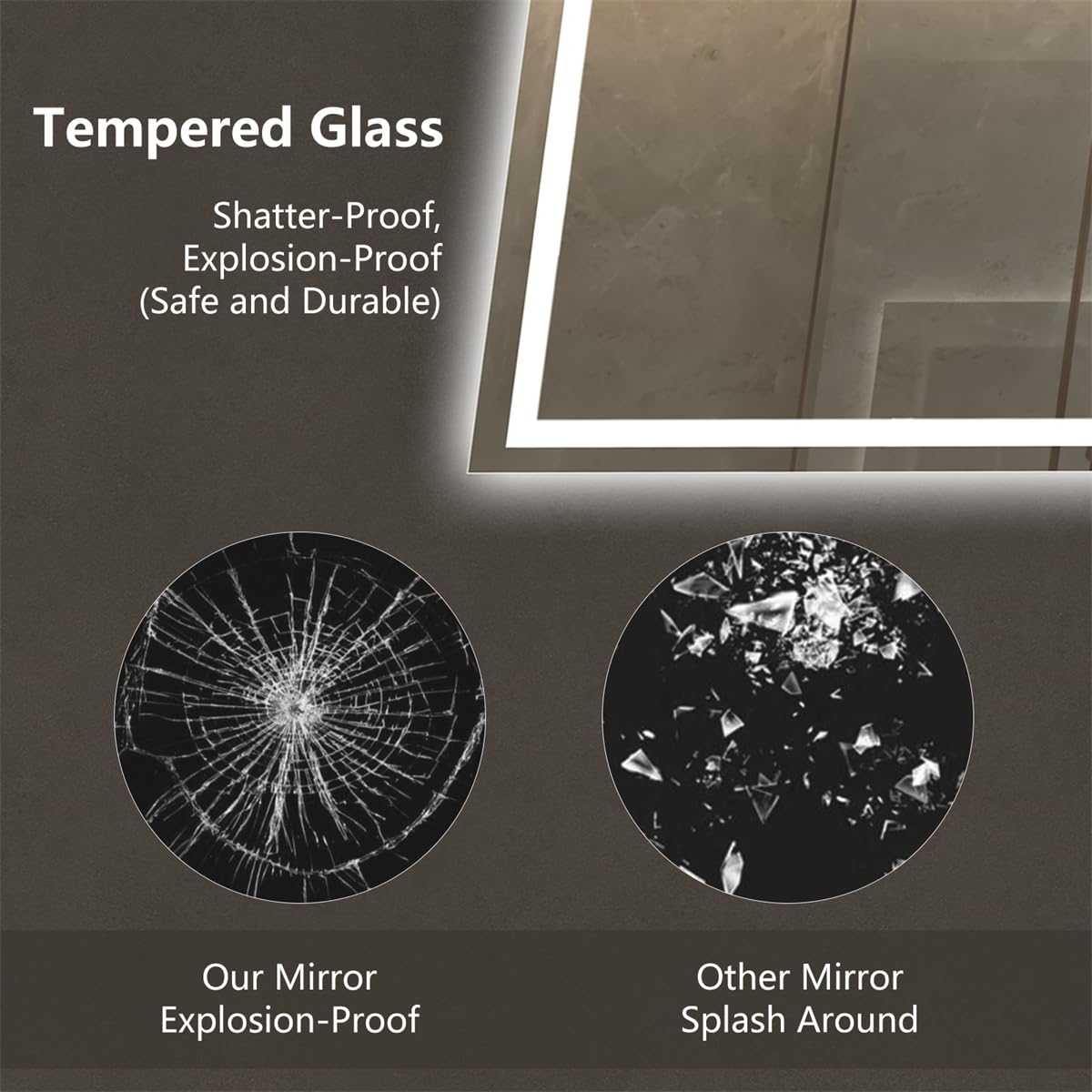 ExBrite 96x36 Inches LED Bathroom Mirror with Anti-Fog & Dimmable Light - Wall Mounted Vanity Mirror with Dual Lighting Modes, Tempered Glass - Perfect for Modern Bathrooms, Dressing Rooms & Makeup Areas