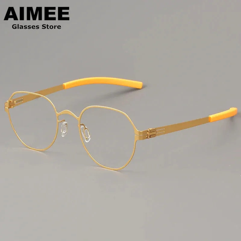 Aimee Women's Full Rim Oval Square Screwless Steel Eyeglasses 1177 - Lightweight Metal Frame Glasses for Work, Reading & Fashion