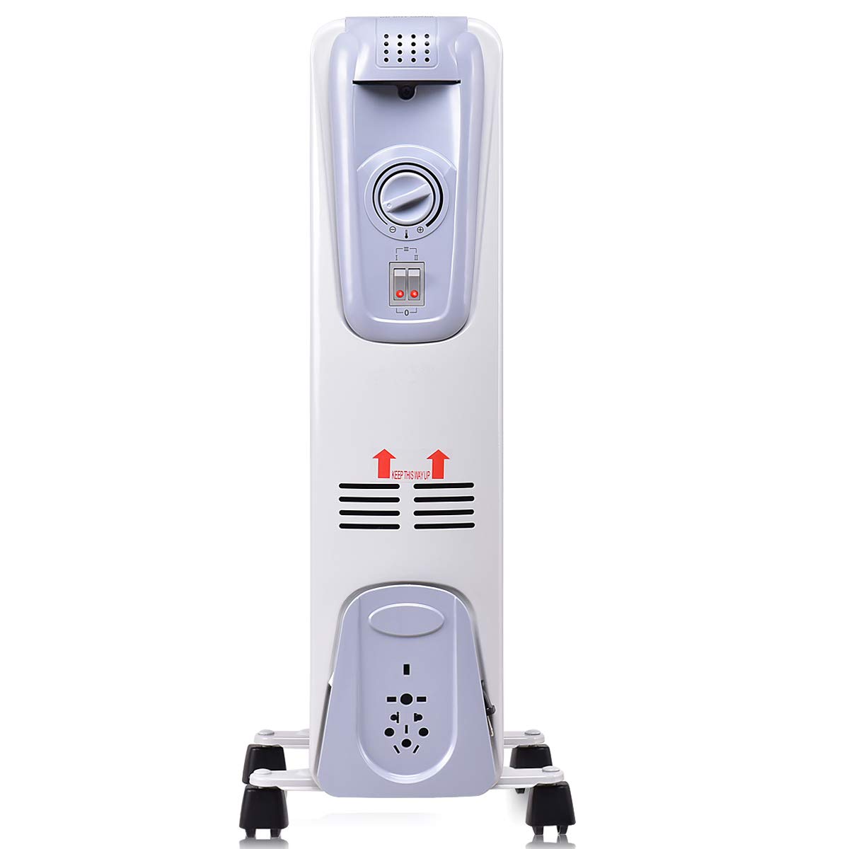GOFLAME 1500W Oil Filled Radiator Heater - Portable Electric Space Heater with Adjustable Thermostat, 3 Heat Settings, Tip-Over & Overheat Protection | Quiet Operation for Bedroom, Office, Living Room & Small Spaces | Energy Efficient Indoor Heating Solution