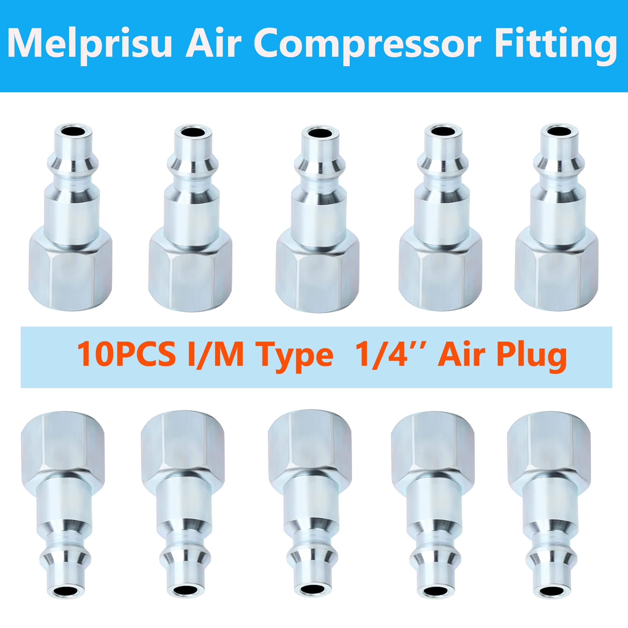 1/4 Inch NPT Steel Air Compressor Quick Connect Adapter - 10PCS Industrial Grade Female Air Hose Fittings for Pneumatic Tools, Workshop & Garage Use