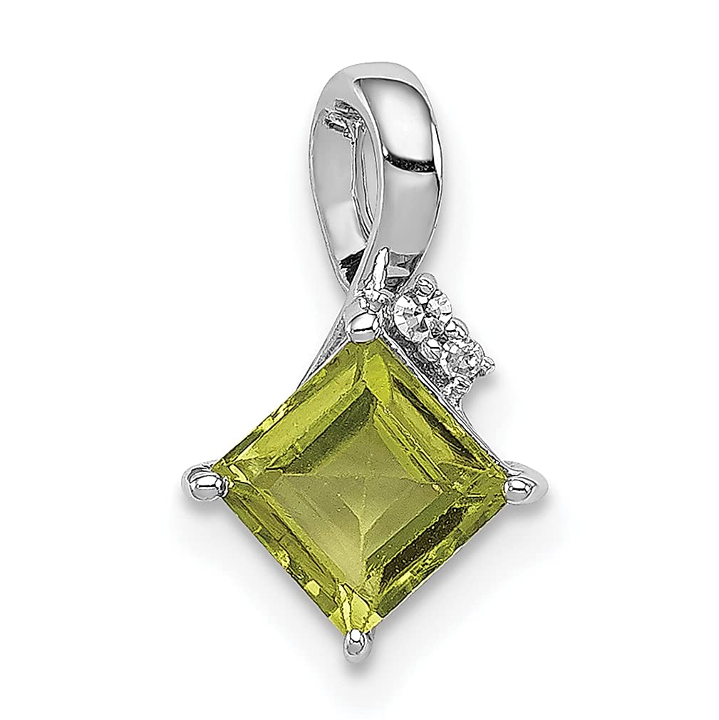 925 Sterling Silver Green Peridot Square Pendant Necklace - August Birthstone Jewelry for Women, Dainty Gemstone Gift for Her - Perfect for Birthday, Anniversary & Everyday Elegance