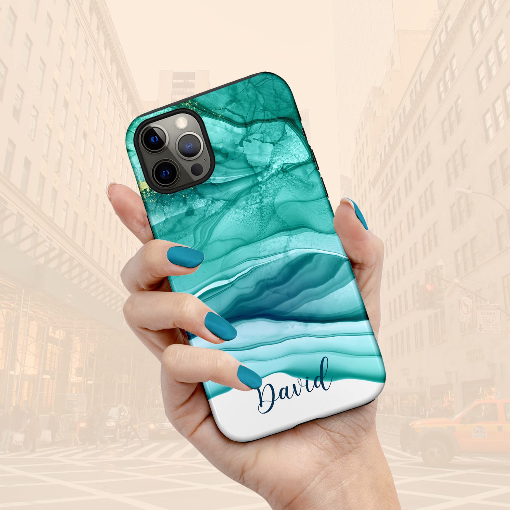 Custom Engraved Marble Phone Case - Personalized Name Abstract Design for iPhone 16 Plus/15 Pro Max/14/13 Mini/12/11/X/XS Max/XR/7/8 - Durable Protective Cover - Perfect Gift for Birthday, Anniversary & Daily Use
