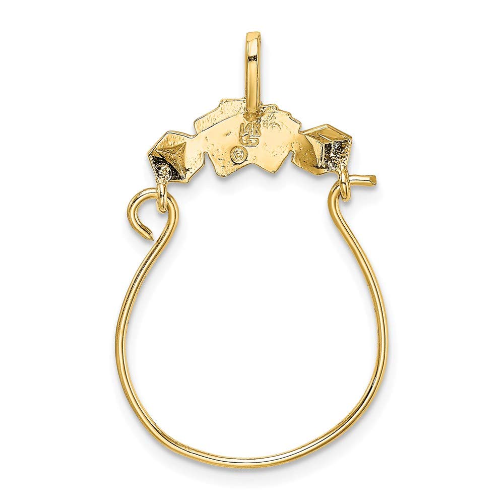 14K Yellow Gold Cards and Dice Charm Holder Pendant - 1.42 x 0.57 Inches - Perfect for Casino Lovers, Gambling-Themed Jewelry, Gift for Poker Players & Game Enthusiasts