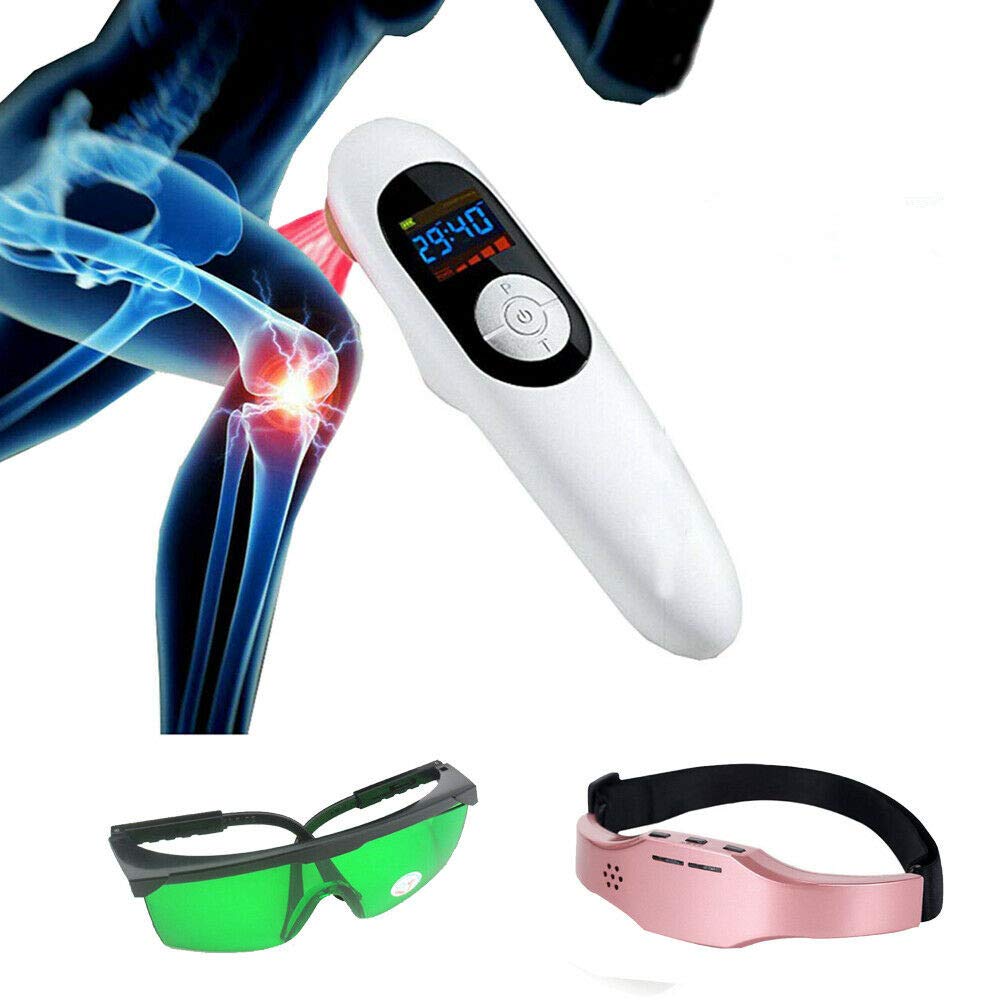 LASTEK 2020 Handheld 3R Red Light Therapy Device for Pain Relief - LLLT Home Acupuncture Machine for Humans & Pets with Goggles & Head Massager - Ideal for Joint Pain, Muscle Recovery, Sleep Aid and Pet Care