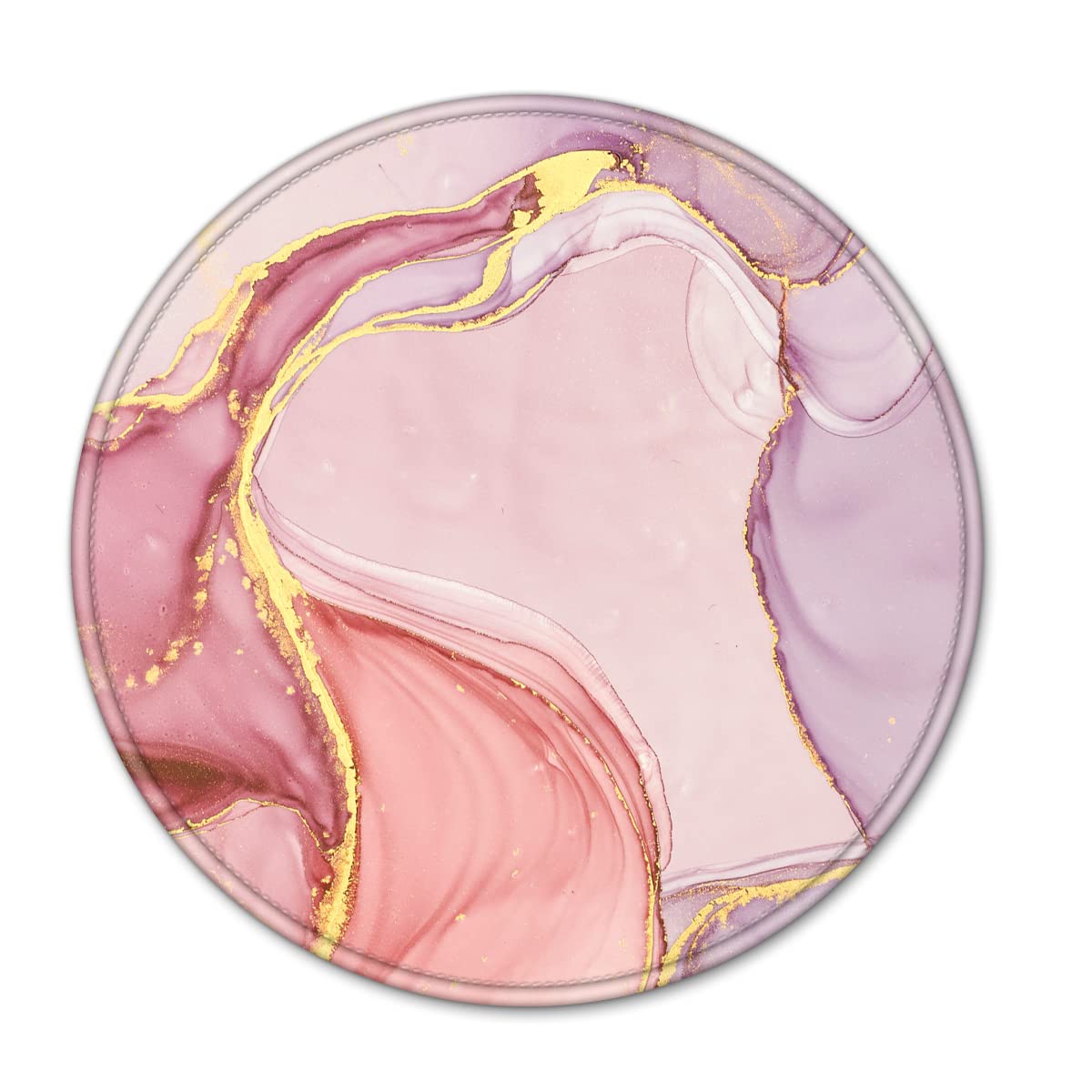 Premium Textured Pink Gold Marble Mouse Pad - Non-Slip Rubber Base, Waterproof Round Mouse Mat for Laptop & PC (7.9×7.9×0.12 inches) - Perfect for Office, Gaming & Home Workspace