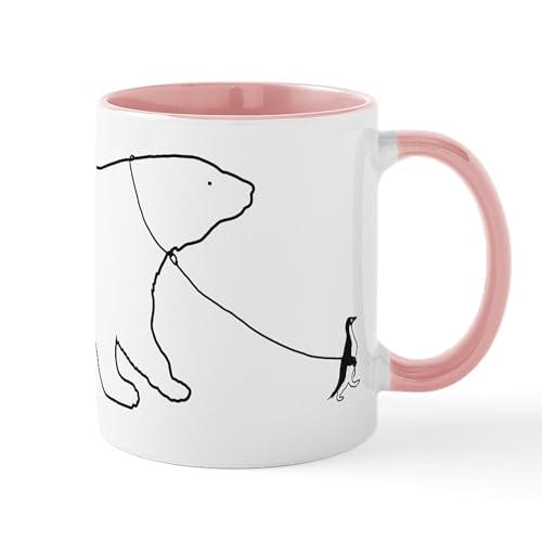 White/Pink Inside - Penguin And Polar Bear Mugs