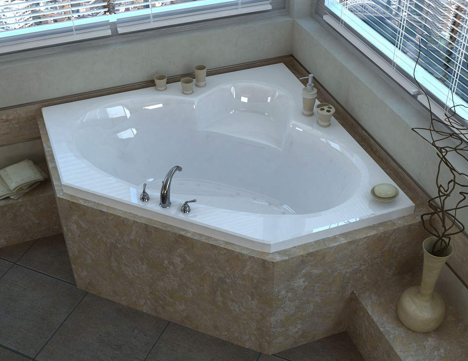Avano 6060SAL St. Martin 58-Inch Corner Air Tub with 24 Hydrotherapy Jets, 3-Speed Air Blower & Left Drain - Perfect for Home Spa, Relaxation & Luxury Bathroom Upgrade