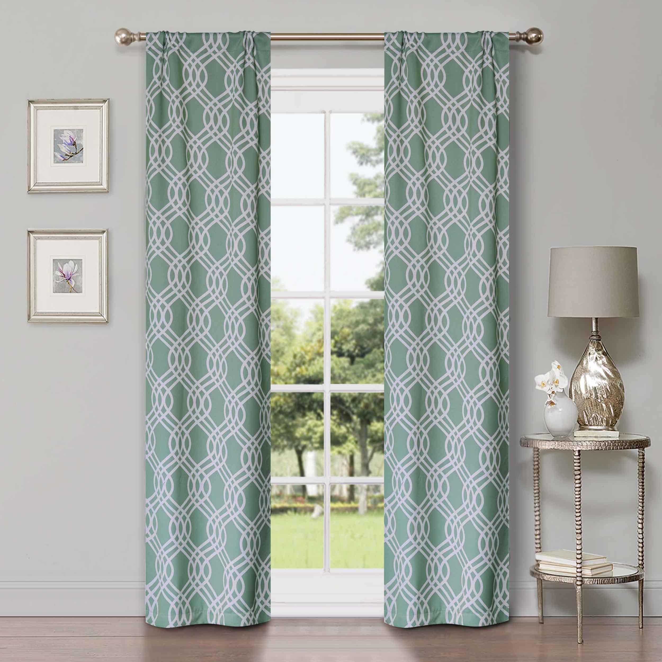 Washable Blackout Curtains with Ribbon Trellis Design - Room Darkening Window Treatment for Bedroom & Living Room - Thermal Insulated Drapes for Better Sleep and Energy Efficiency