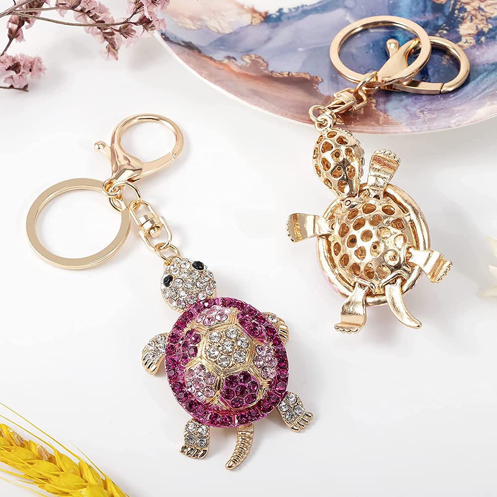 AKOAK 1 Pack Cute Turtle Keychain with Diamond Pendant - Alloy Metal Cartoon Key Ring, Crystal Jewelry Accessory for Handbags, Gifts & Daily Use (Perfect for Keychains, Backpacks & Purse Charms)