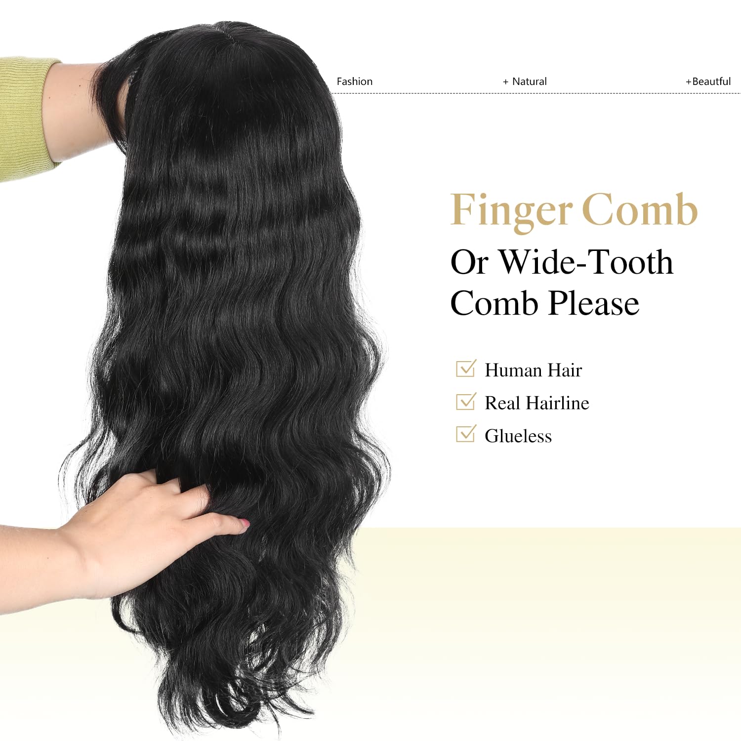 WIGER 20 Inch Natural Wave Human Hair Wig with Bangs - Brazilian Virgin Hair, Glueless Lace Front Wig for Black Women - Realistic Hairline, Loose Wavy Curly Style (Lace Scalp) - Perfect for Daily Wear, Cosplay & Special Occasions