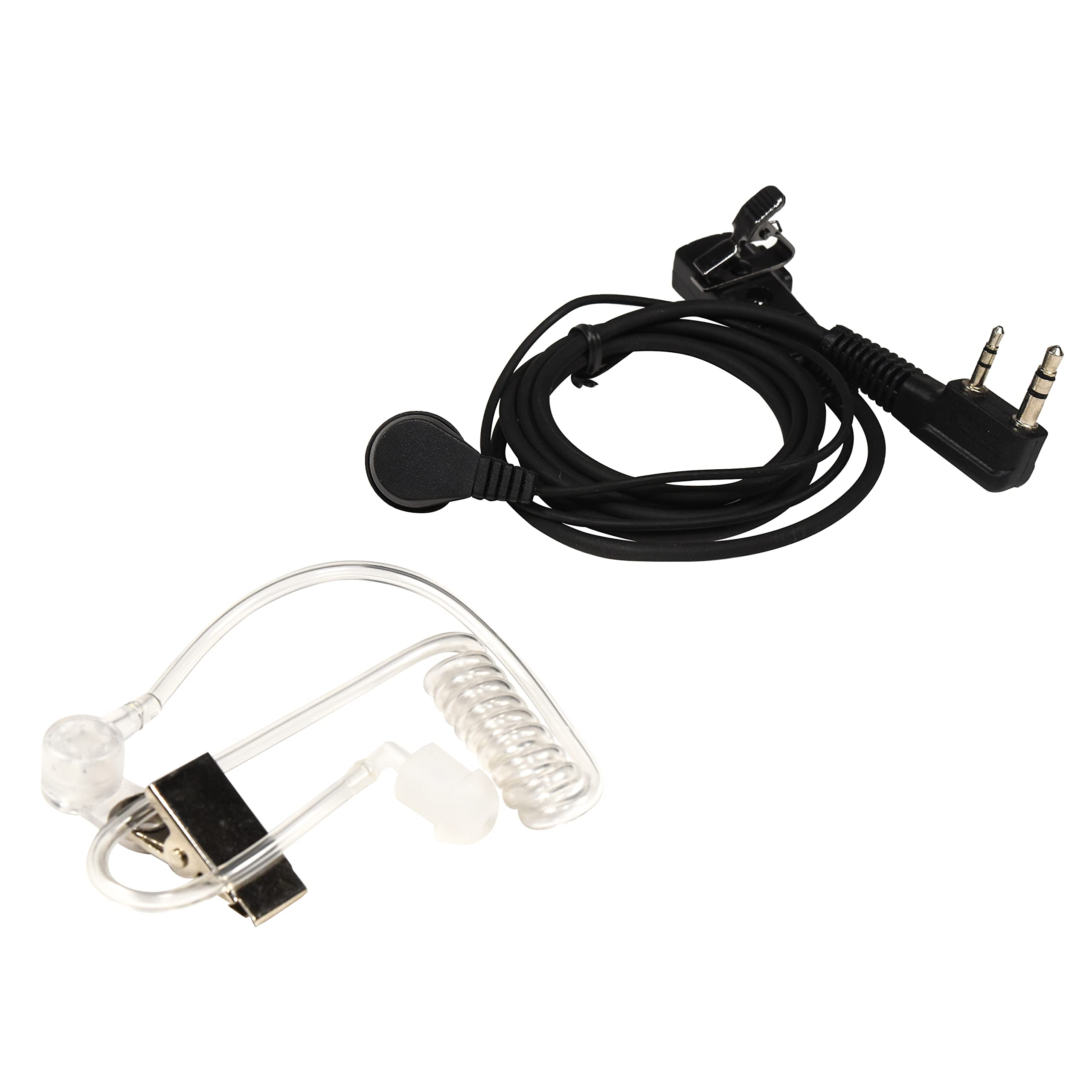 HQRP 2 Pin Acoustic Tube Earpiece Headset with Microphone - Compatible with Kenwood Pro-Talk, Pro-Power, Free-Talk, Protalk XLS, FreeTalk XLS - Ideal for Security, Construction & Two-Way Radio Communication