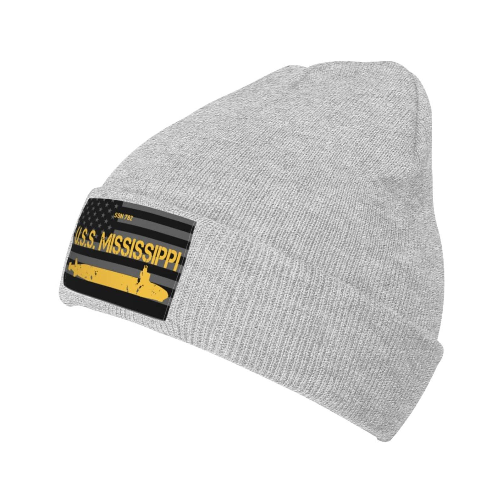 USS Mississippi SSN 782 Unisex Beanie - Slouchy Knit Skull Cap for Men & Women | Warm Winter Hat for Skiing, Snowboarding & Outdoor Activities | Fashionable Fisherman Beanie for Cold Weather