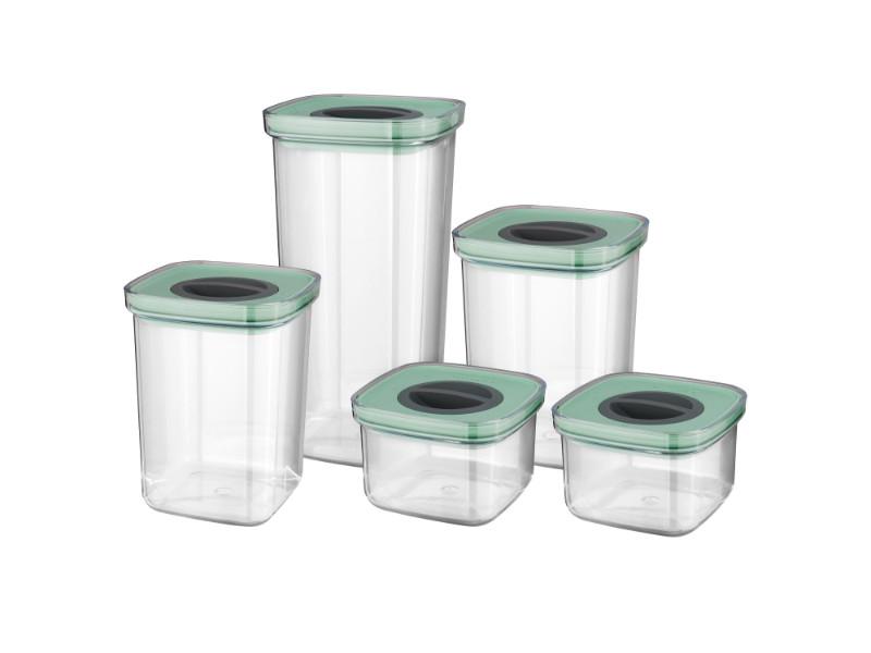 BergHOFF Leo 5-Piece Smart Seal Food Storage Container Set - Airtight, Leakproof Kitchen Organizers with Locking Lids for Dry Food, Cereal, Flour & Snacks | BPA-Free, Stackable Design for Pantry & Fridge Organization