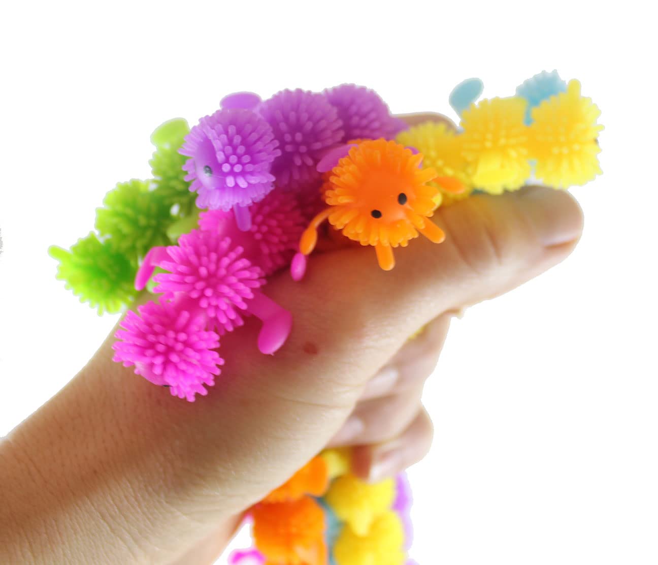 Stretchy Caterpillar Animal Puffer Sensory Toys - Set of 6 Stretchy Noodle Fidget Toys for Kids - Fun Stretching String Fiddle Toys for Stress Relief & Sensory Play - Perfect for Classroom, Travel & Autism Therapy