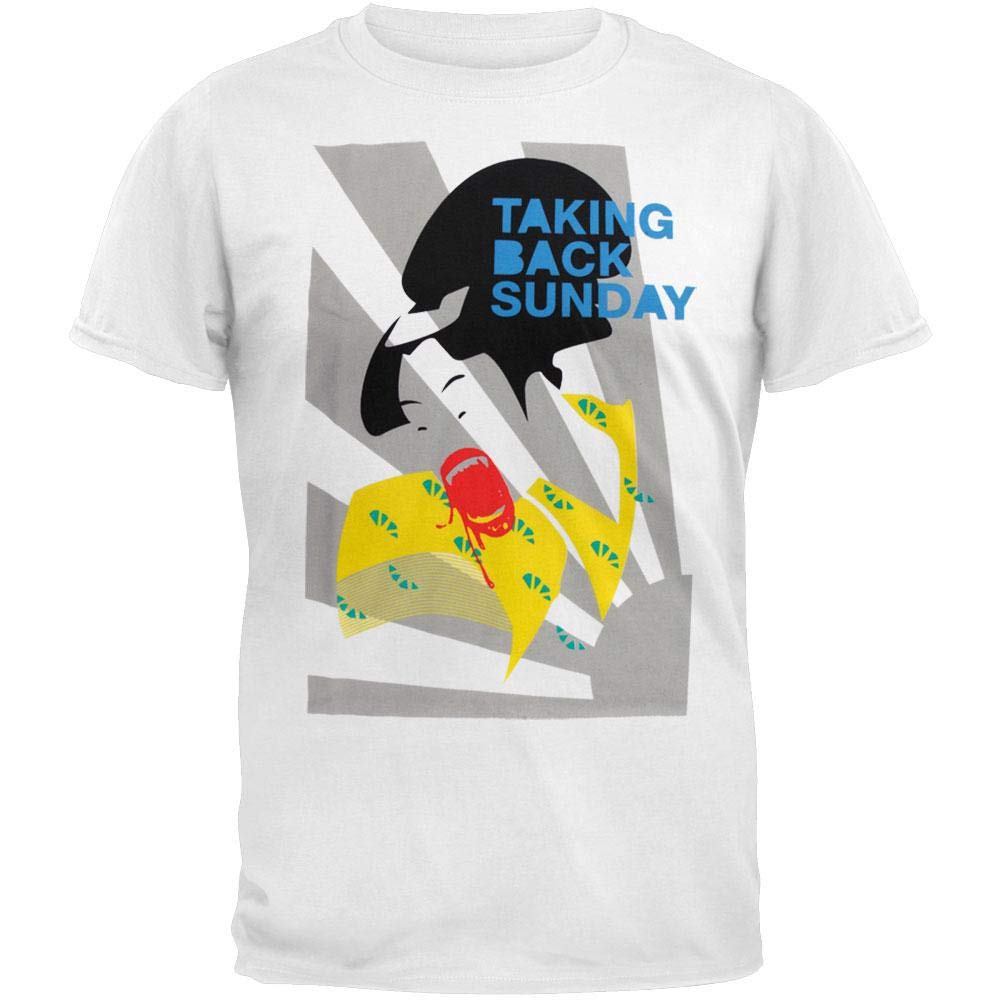 Taking Back Sunday Boys Mad Geisha Soft Youth T-Shirt - White Large Size | Vintage Band Tee for Concerts & Casual Wear