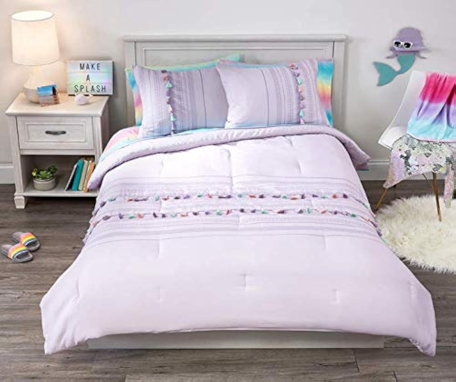 Heritage Kids Lavender Comforter Set - Full Size 3-Piece Ultra-Soft Bedding with Elegant Tassels | Cozy Nursery & Kids Room Decor | Perfect for Toddler Beds, Daycare, and Sleepovers