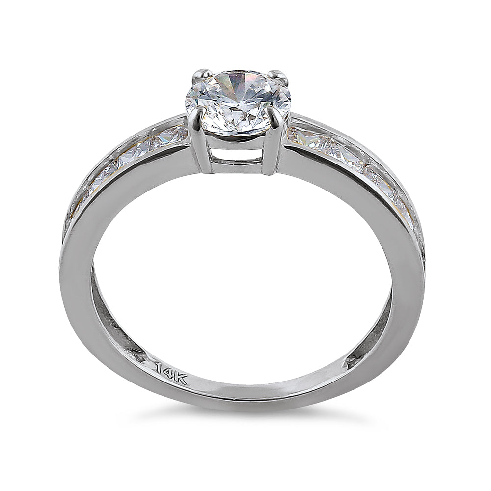 14K White Gold Round & Princess Cut CZ Engagement Ring for Women - Sparkling Cubic Zirconia Wedding Band, Anniversary Gift, Proposal Jewelry for Her (Perfect for Bridal, Valentine's Day & Special Occasions)
