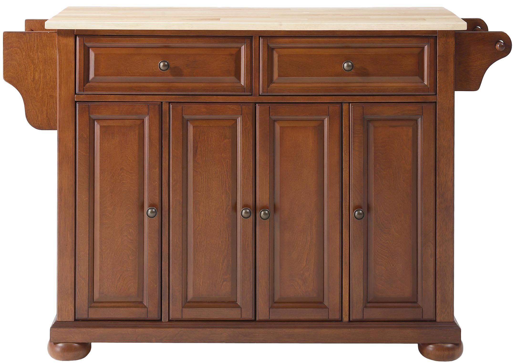 Crosley Furniture Alexandria Kitchen Island with Natural Wood Top - Classic Cherry Finish | Stylish Kitchen Cart with Storage for Small Spaces | Perfect for Meal Prep, Dining & Extra Counter Space