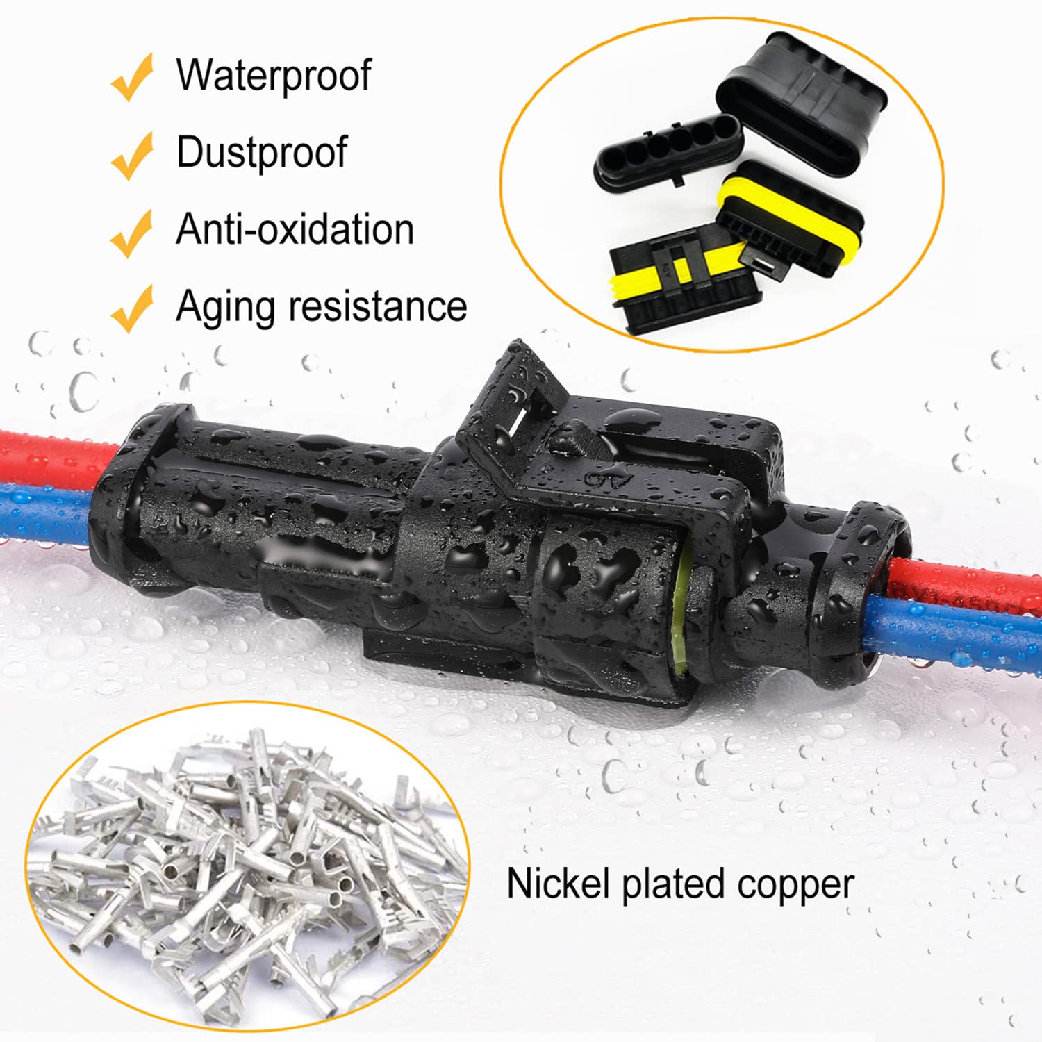 20 Pcs 1 Pin Automotive Electrical Connectors - Quick Connect Waterproof Wire Terminals for Car, Truck, Boat & RV Wiring - DIY Electrical Repairs & Custom Installations