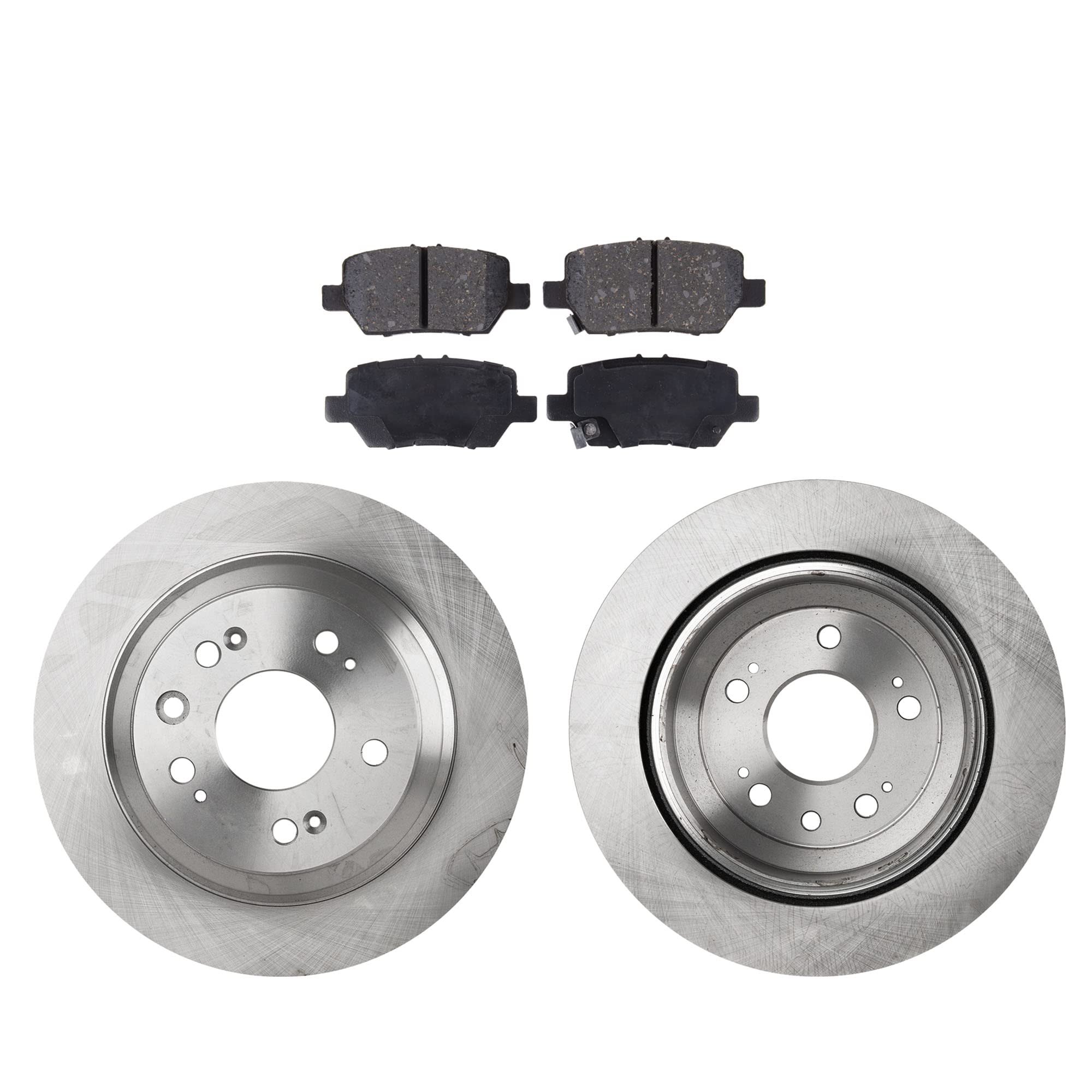 High-Quality Rear Brake Disc and Pad Kit - 2-Wheel Set for 2005-2012 Acura RL (5-Lug) | Durable Cast Iron, Plain Surface Design | Perfect for Daily Commuting, Highway Driving & Performance Upgrades