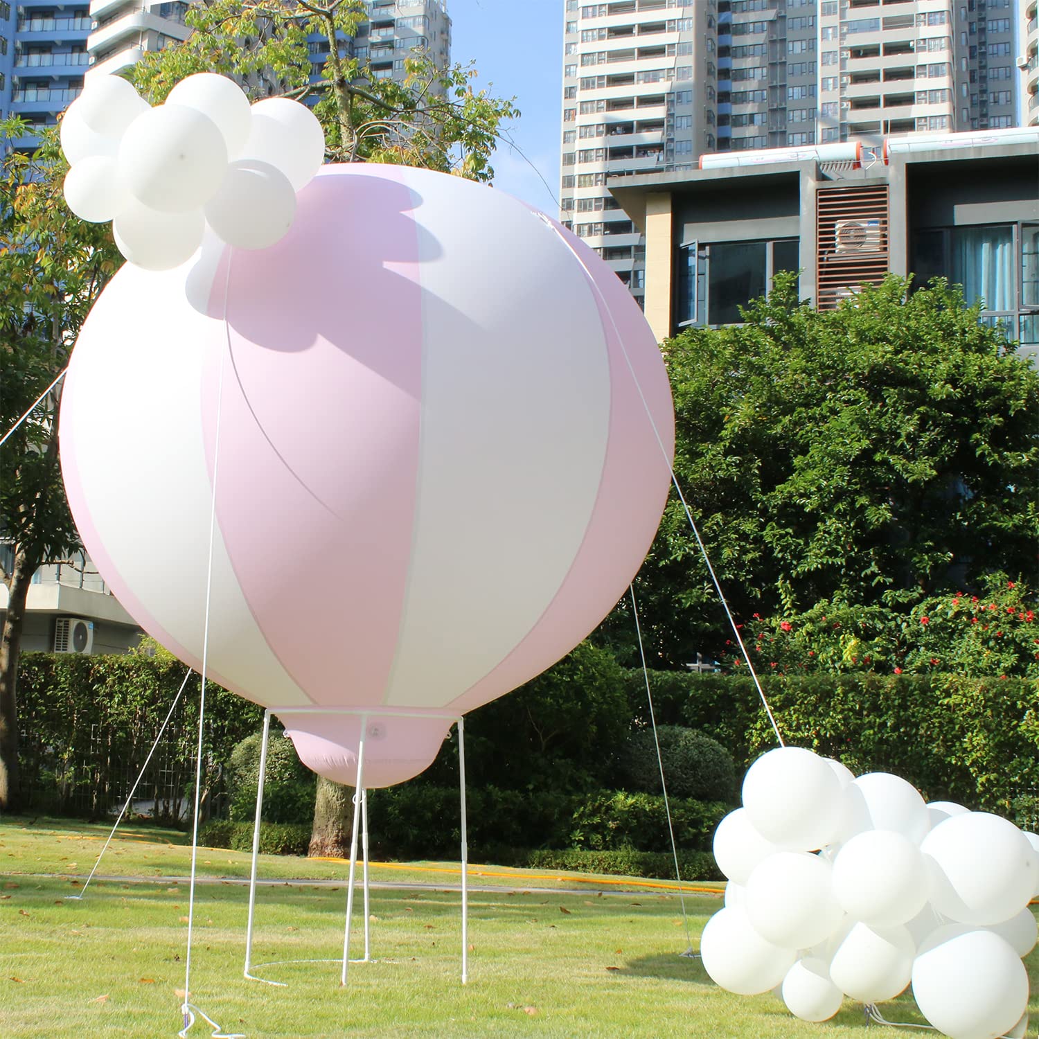 5FT Pink Hot Air Balloon Decorations - Inflatable Baby Shower, Nursery Decor, Kids Birthday Party, Wedding & Outdoor Event Decorations (Balloon Only, Includes Air Pump) - Perfect for Indoor & Outdoor Celebrations, Themed Parties, and Photo Backdrops