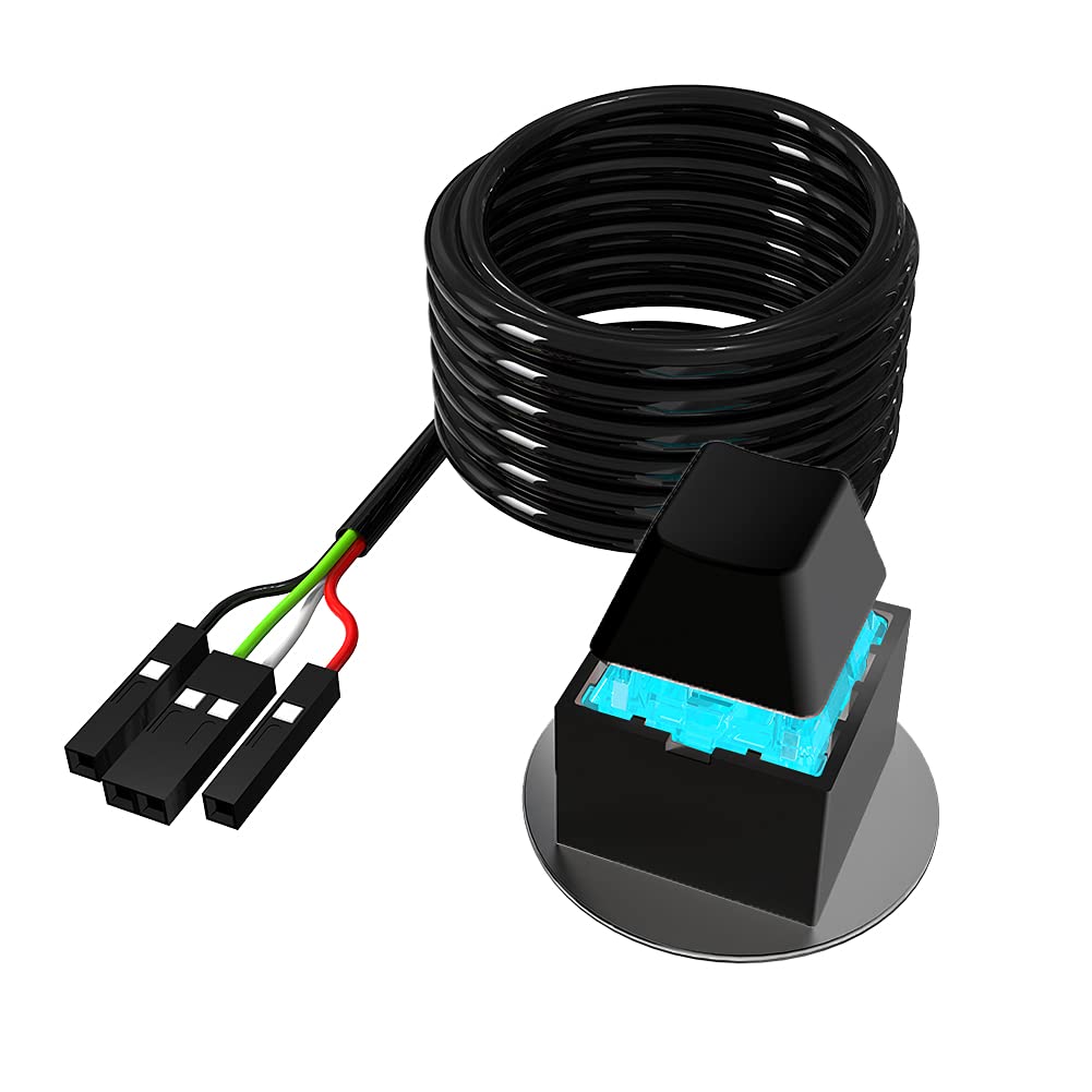 DKE 2M External PC Power Switch Cable - ATX Desktop Computer Case Motherboard On/Off Control Adapter (Black) | Ideal for DIY PC Builds, Server Racks & Workstation Power Management