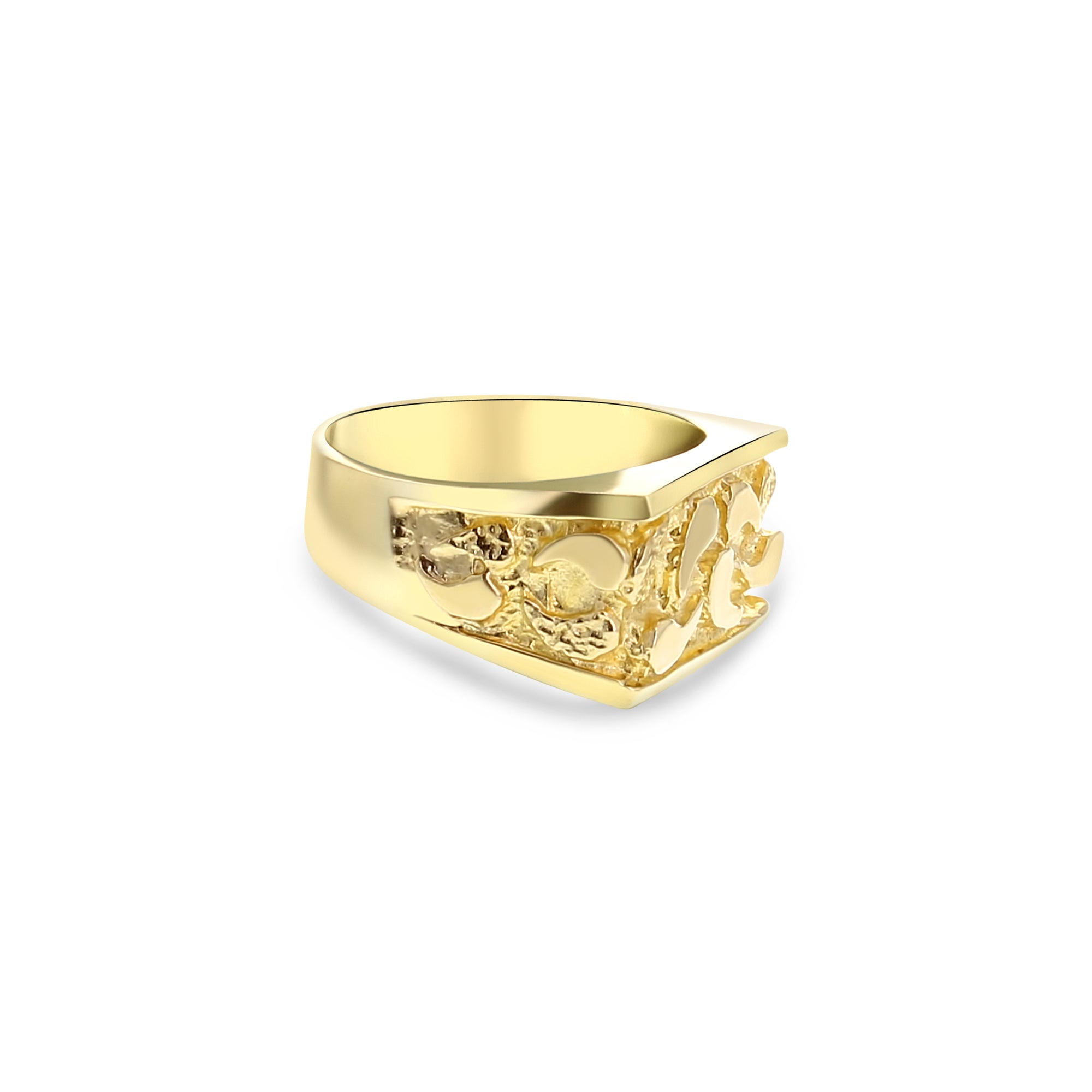 14K Yellow Gold Men's Nugget Ring - Stylish & Durable Jewelry for Everyday Wear, Gifts & Special Occasions