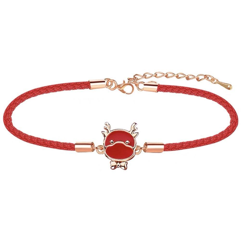 **CXKUN Lucky Red String Bracelet with Chinese Zodiac Charms - Adjustable Braided Cord for Good Luck & Protection - Dragon Symbol for 2024 - Perfect Gift for Women, Men & Teens (Ideal for Birthdays, New Year & Spiritual Blessings)**