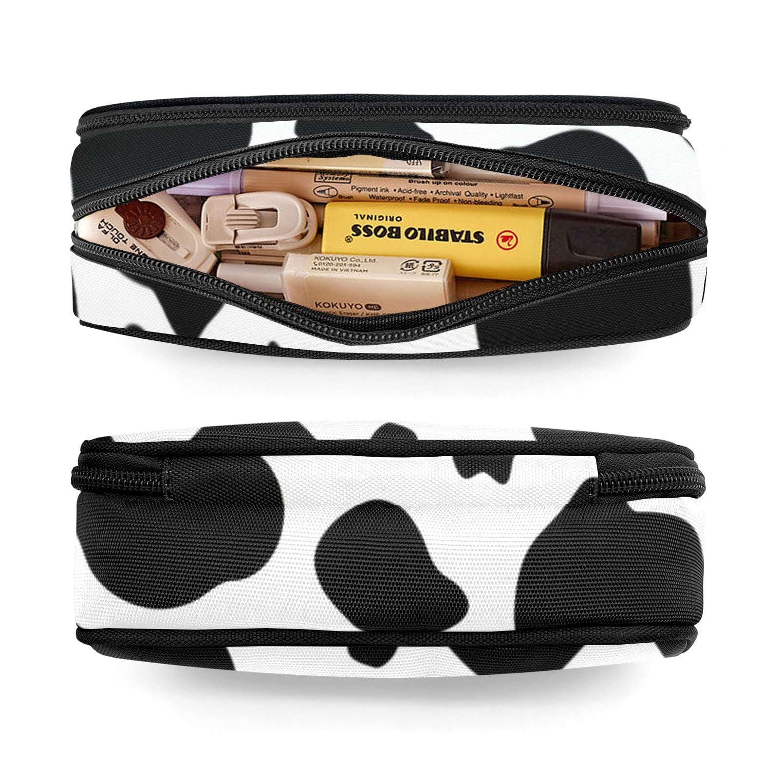 Personalized Cow Print Pencil Case - Custom Name Cosmetic & Stationery Organizer for School, Office, Work - Perfect for Students, Professionals & Makeup Storage
