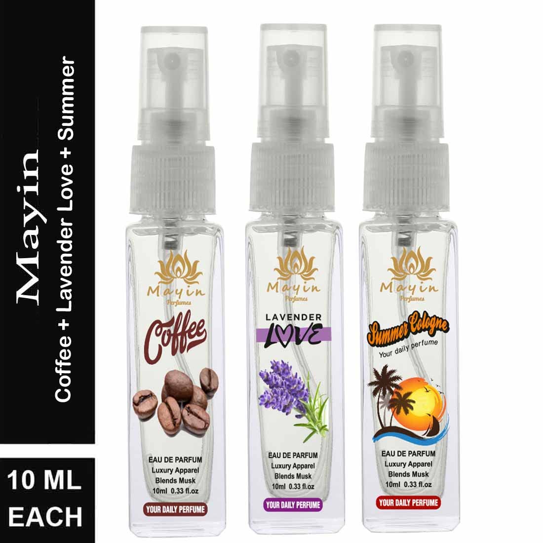 Mayin Coffee Lavender Love Summer Cologne Eau De Parfum & Pocket Perfume Set for Women - 3x30ml Floral Fragrance Gift Set | Perfect for Date Night, Office Wear & Travel