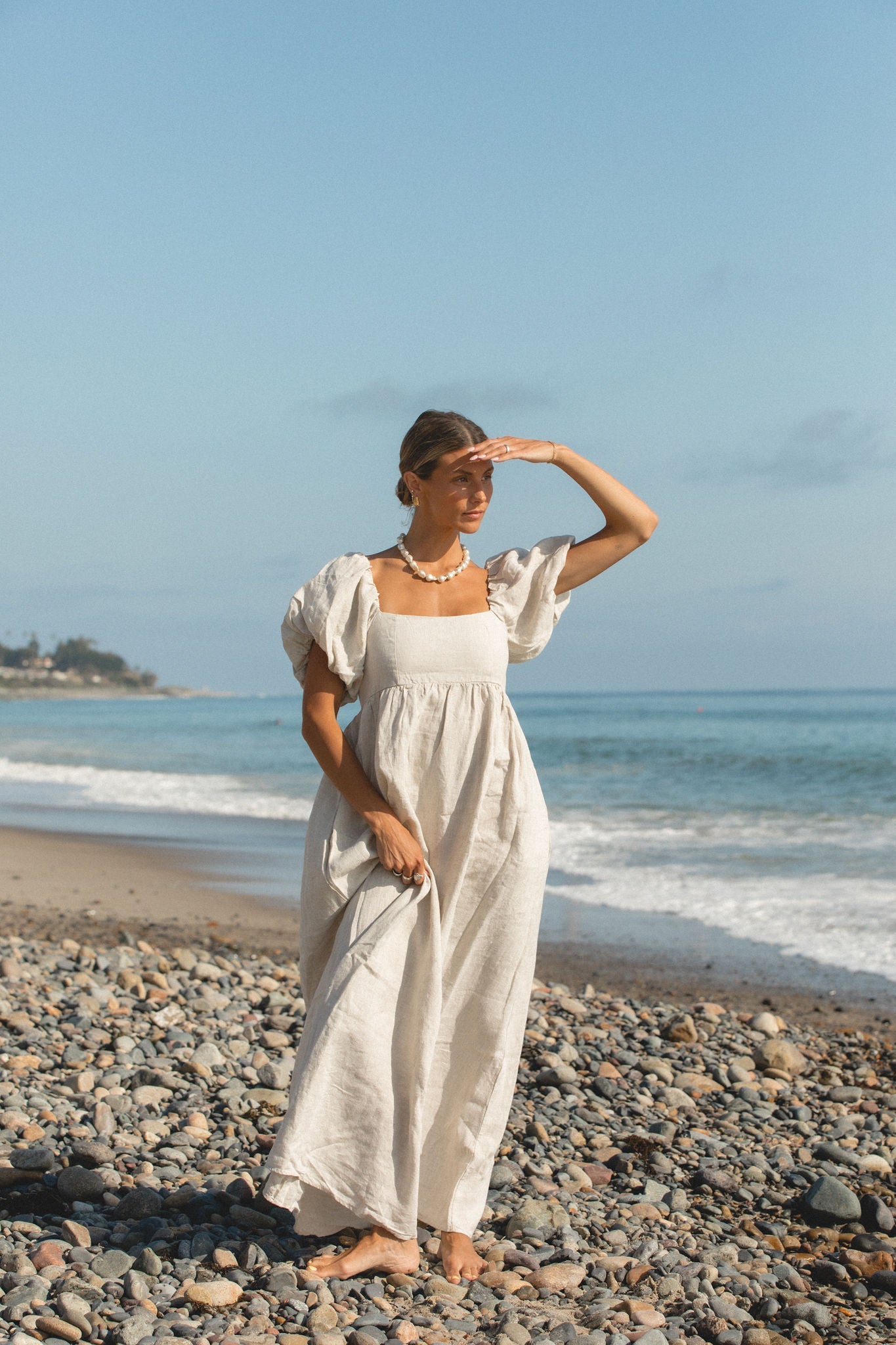French Riviera Linen Dress for Women - Breathable Summer Beach Dress, Casual Boho Maxi Dress with Pockets | Perfect for Beach Vacations, Resort Wear & Summer Outings
