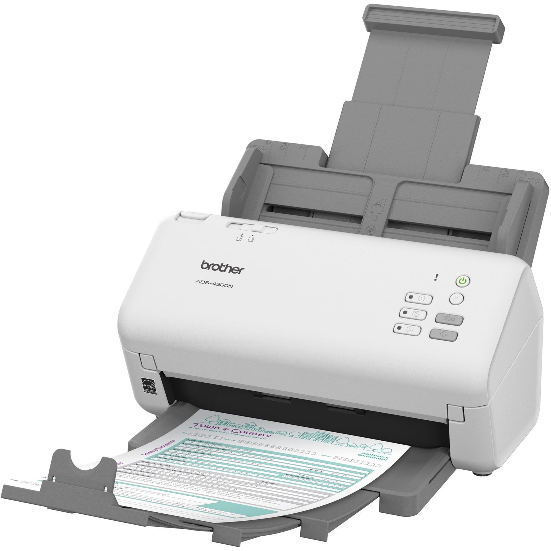Brother ADS-4300N High-Speed Professional Document Scanner | Duplex Scanning, Network Connectivity | Ideal for Office, Legal & Medical Records Digitization
