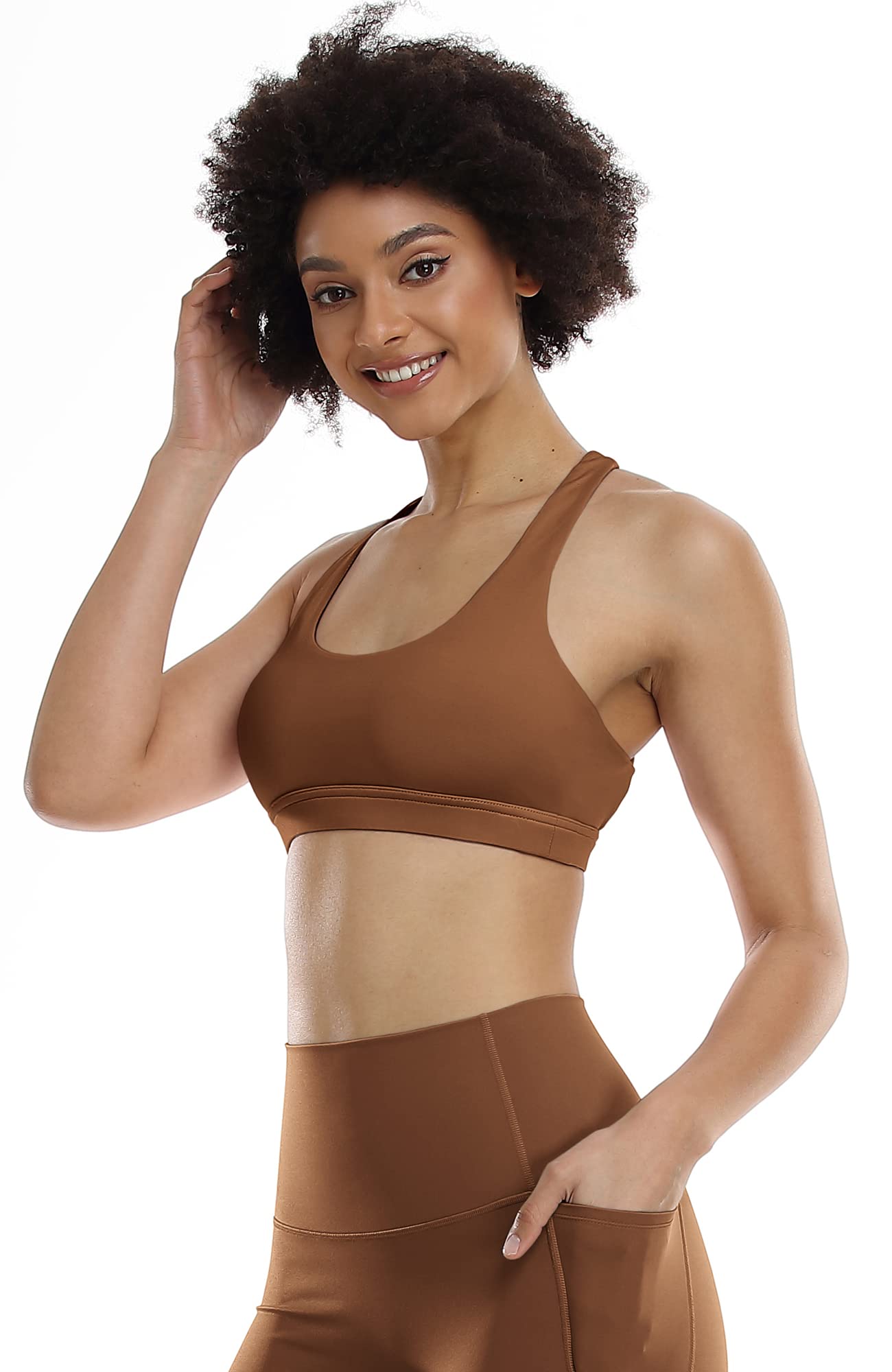 Icyzone Women's Padded Medium Impact Sports Bra - Strappy Workout Running Top for Yoga, Gym & Active Lifestyle