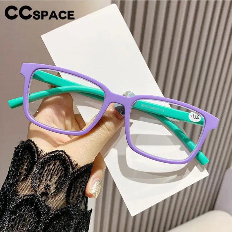 CCspace Unisex Full Rim Square Polycarbonate Reading Glasses +1.00 to +4.00 Strength - Lightweight & Durable for Reading, Computer Use & Office Work