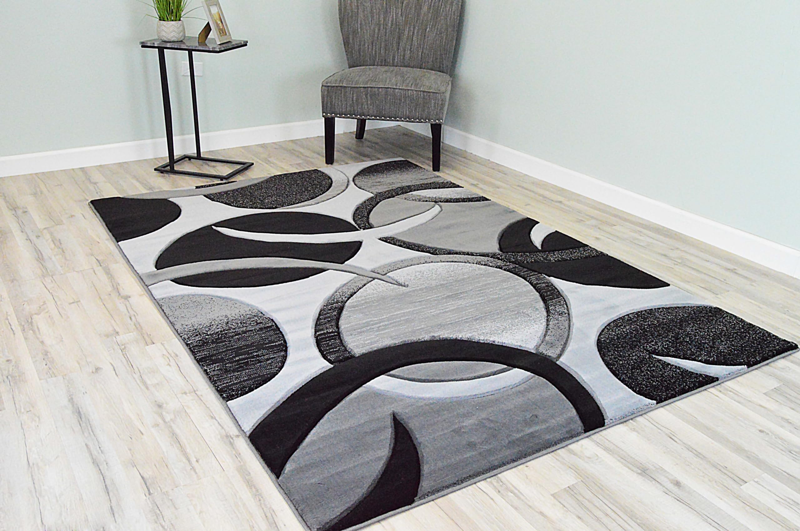 Modern Abstract 2x7 Runner Rug - Contemporary Colorful Thick Carpet for Living Room, Bedroom & Hallway - Premium Grey Area Rug (1062) - Soft & Durable Home Decor