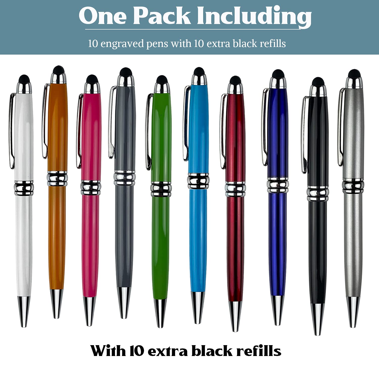 Ancolo Custom Engraved Business Pens - Personalized with Company Name, Phone Number & Slogan - Premium Promotional Pens for Banks, Offices & Hotels - 10 Pens/Box - Ideal for Corporate Gifts, Client Meetings & Branding Events