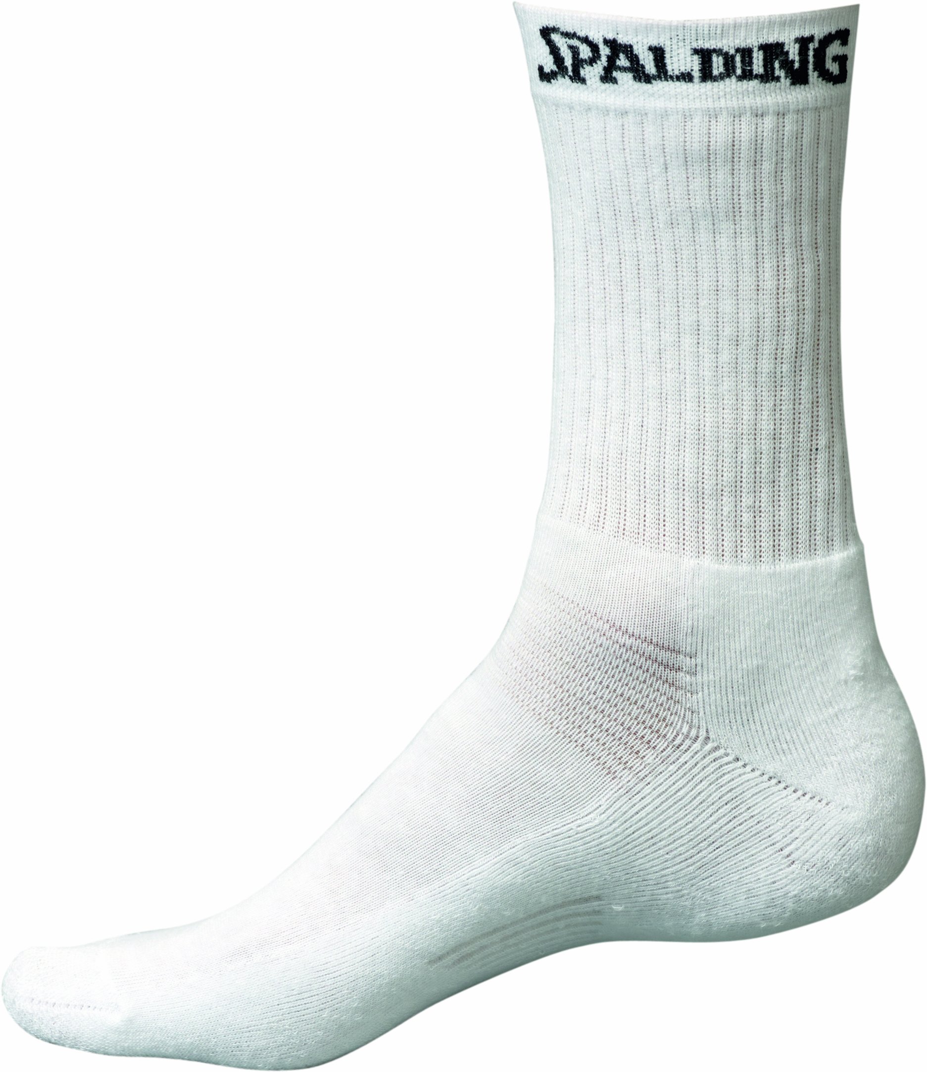 Spalding Mid Cut Basketball Socks - 3 Pairs Pack (White) - Moisture Wicking & Cushioned for Sports & Gym Workouts