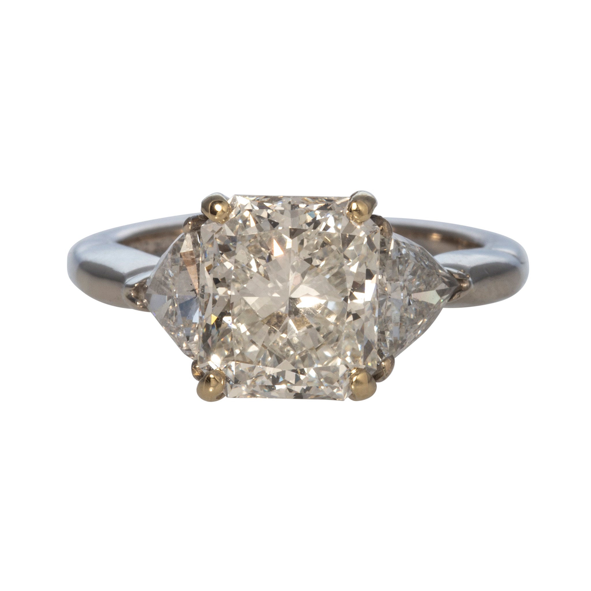 3.26ct Radiant Cut Diamond Engagement Ring with 1ct Trillion Side Stones in 14K Gold - Perfect for Proposals, Anniversaries & Special Occasions