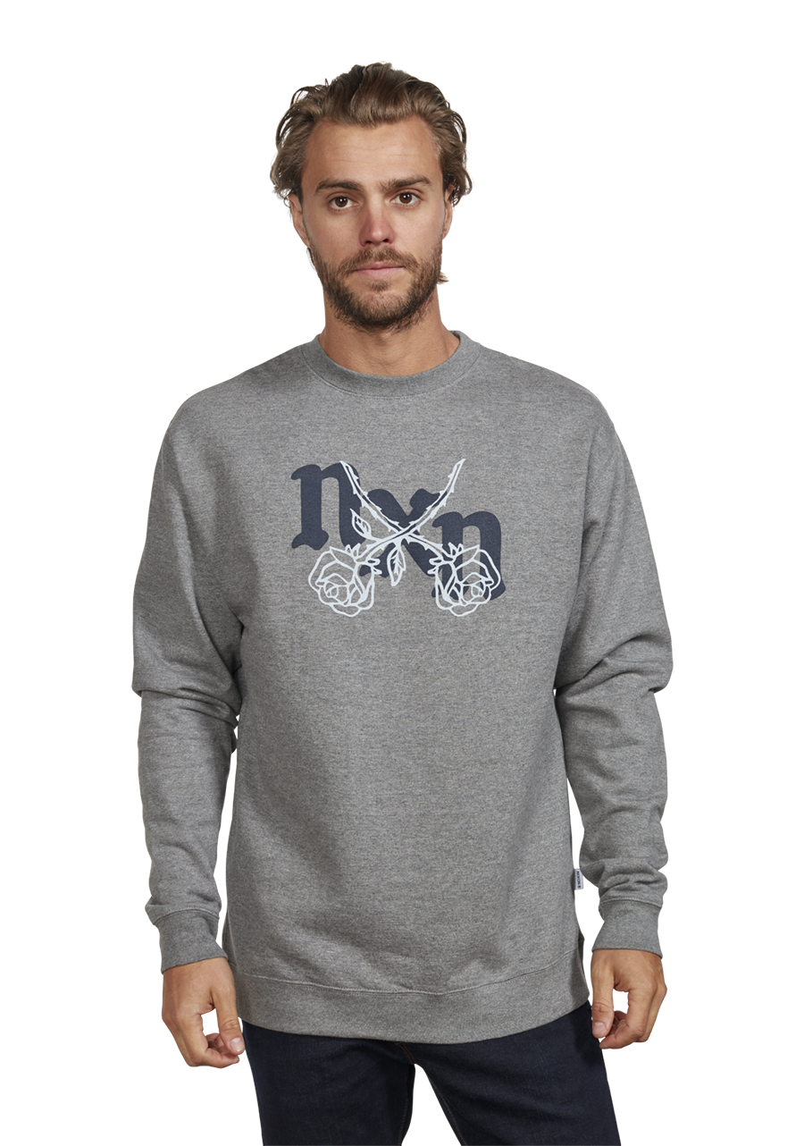 Rosas Crew Sweatshirt for Women - Soft Cotton Pullover Hoodie in Dark Heather Gray & Gray | Casual Wear, Lounge, Street Style Fashion