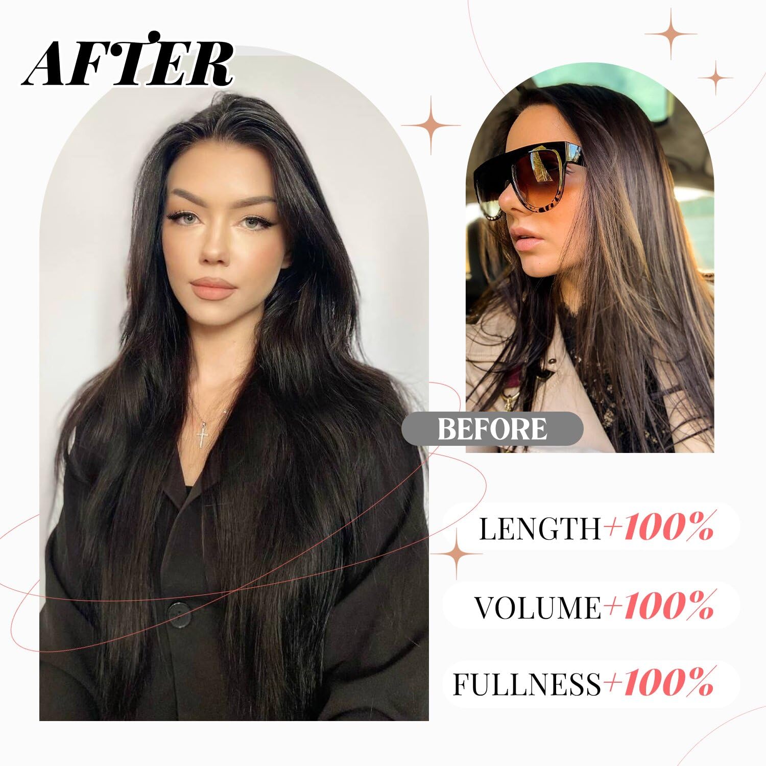 Premium 22 Inch Natural Black Clip-in Hair Extensions - 7pcs 120g Real Human Hair with 16 Clips | Double Weft Remy Human Hair for Women | Perfect for Volume, Length & Styling for Parties, Weddings & Daily Wear