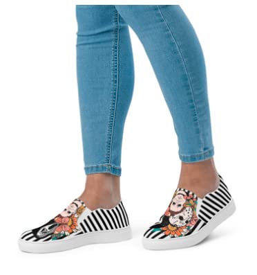 Horror Movie Themed Slip-On Canvas Shoes for Women - Halloween Costume Shoes, Handmade Jason & Freddy Krueger Inspired Sneakers - Perfect Gift for Horror Fans | Wear to Halloween Parties, Cosplay Events & Horror Conventions