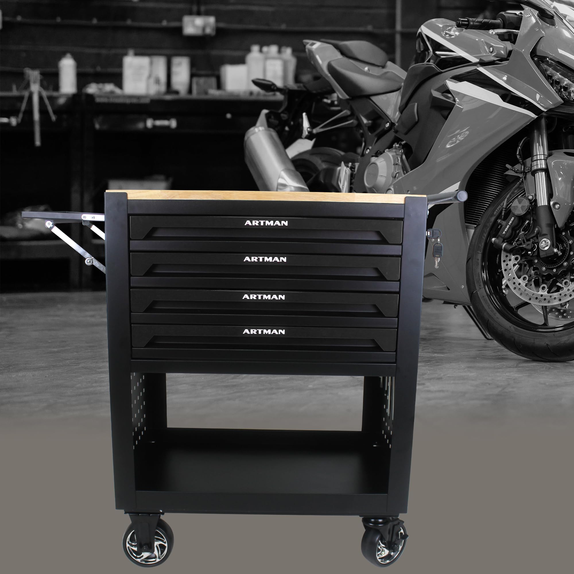 4 Drawers Rolling Tool Chest with Wheels - Heavy Duty Tool Cart Organizer for Mechanics, Garage Storage & Workshop - Portable Tool Box with Drawers for Automotive Repair & Home DIY Projects